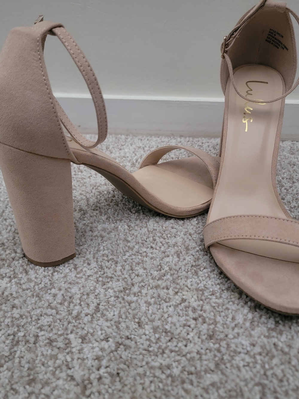Lulu's Blush Suede Block Heel Ankle Strap Sandals